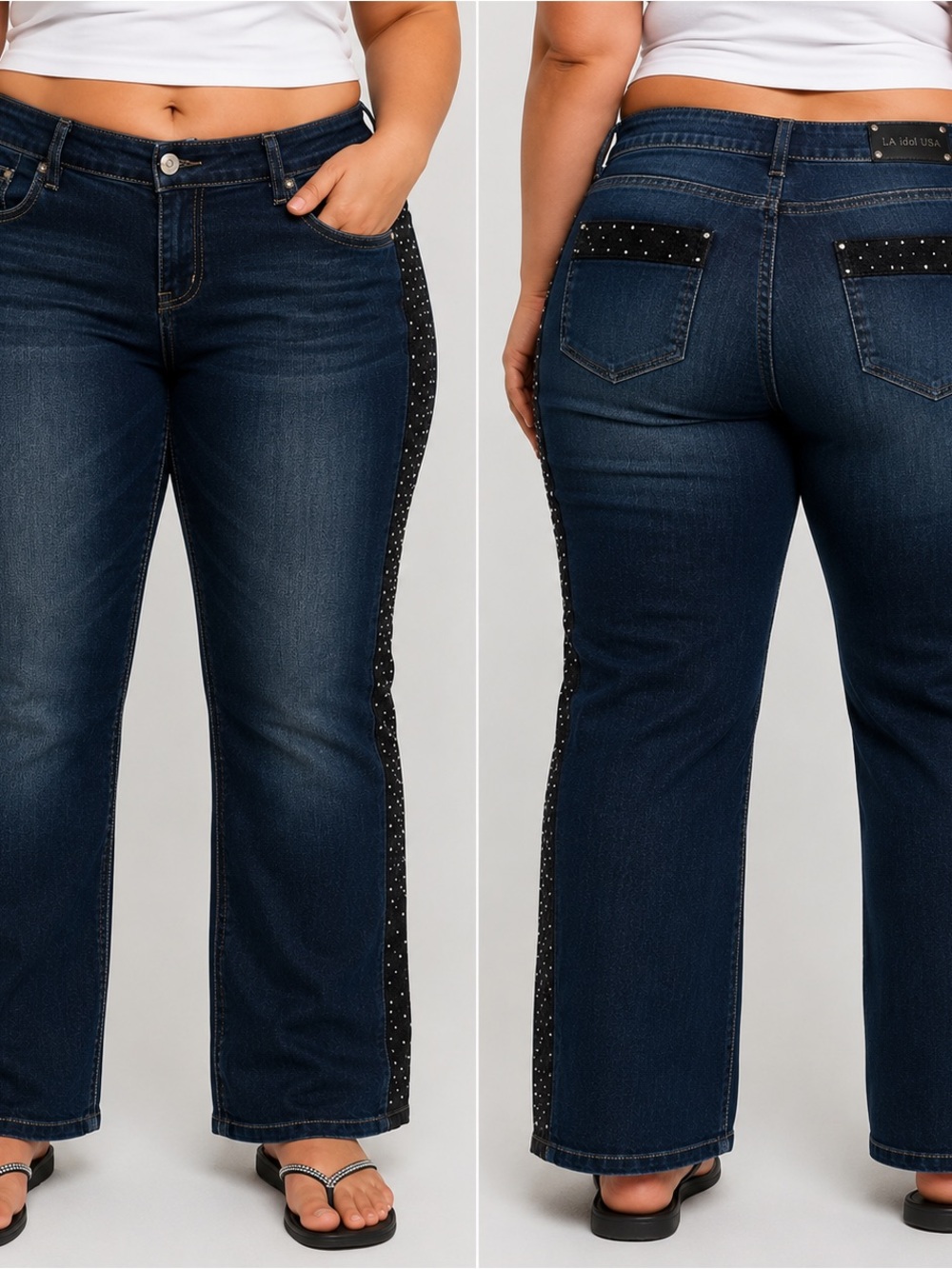 Black Label by Chico’s Rhinestone Embellished Dark Wash Jeans Plus Size